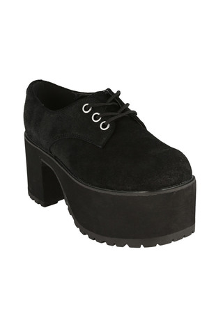Black Crack Suede Nosebleed Heels by T.U.K.